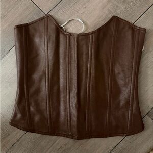 Brown Leather Corset Top